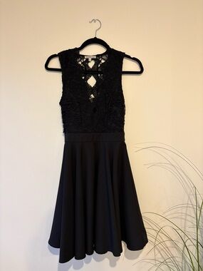 Charlotte Russe Black Lace Fit & Flare Mini Dress
